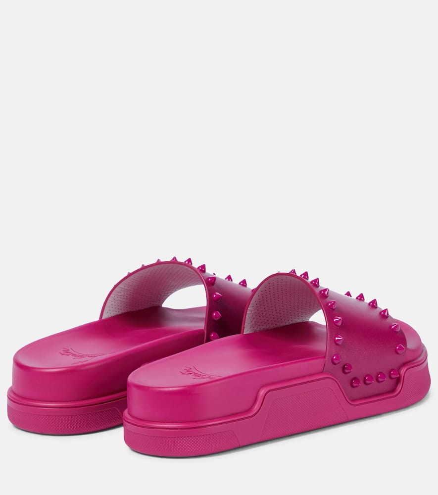 Christian Louboutin Pool Stud Embellished Slides In Pink