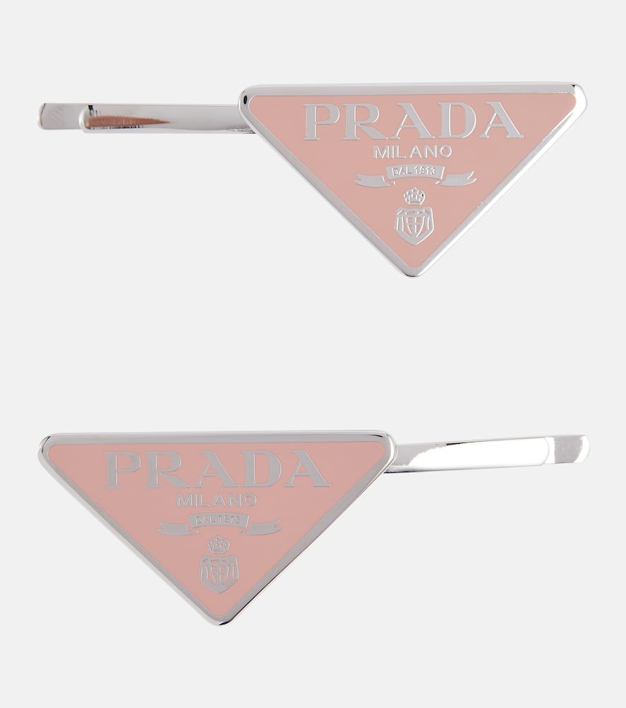 Prada Set of 2 logo hair clips