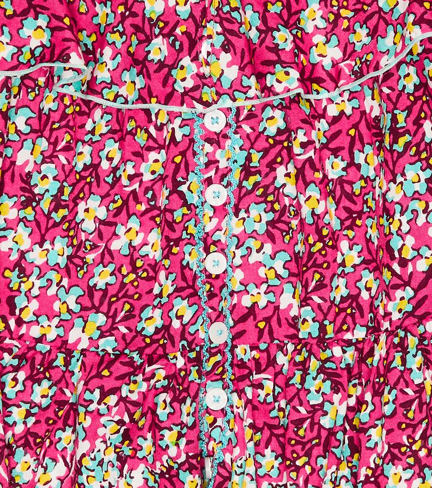 Poupette St Barth Ruffle-trimmed Floral Top In Pink Paquerette