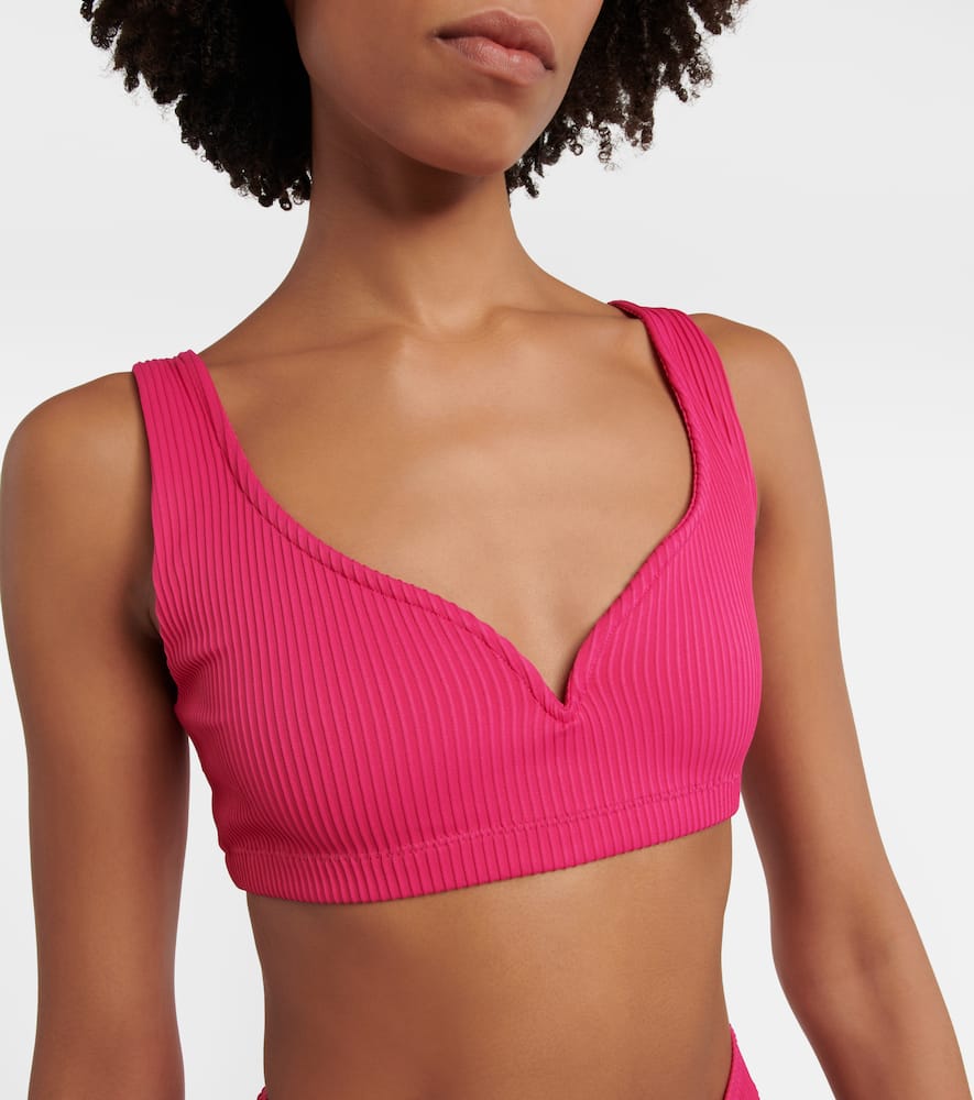 Shop Alexandra Miro Kamala Ribbed Bikini Top In Raspberry