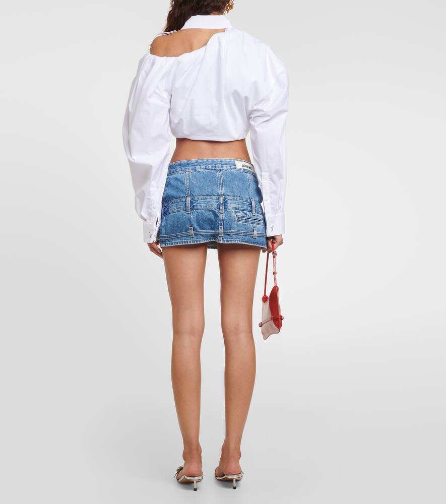 Jacquemus La Chemise Galliga Cotton Crop Shirt In White