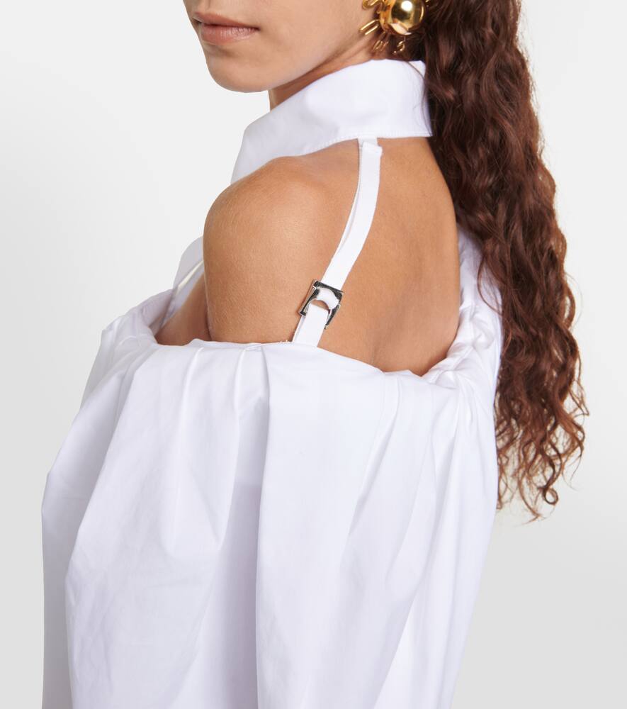 Jacquemus La Chemise Galliga Cotton Crop Shirt In White