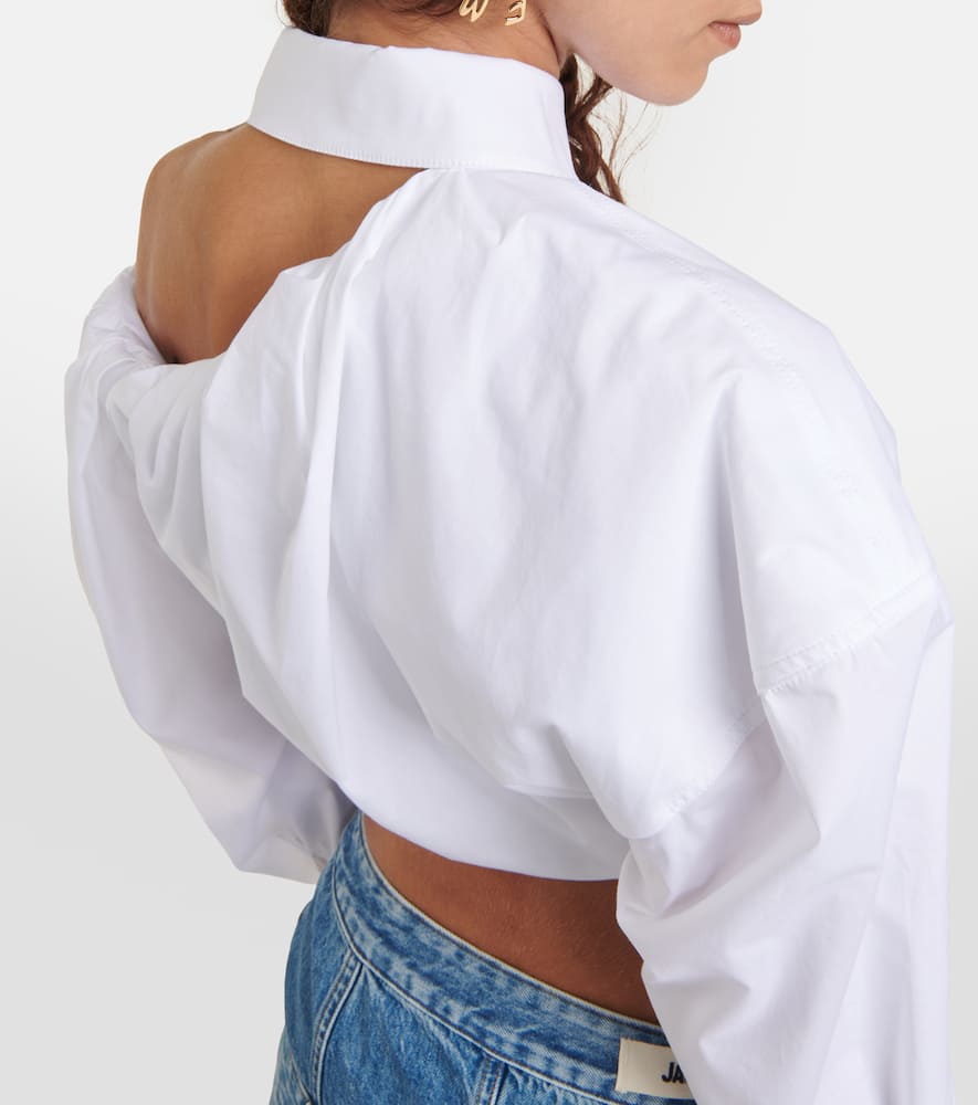 Jacquemus La Chemise Galliga Cotton Crop Shirt In White