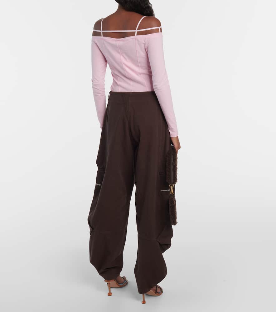 Jacquemus Le Cargo Croissant Canvas Pants In Brown