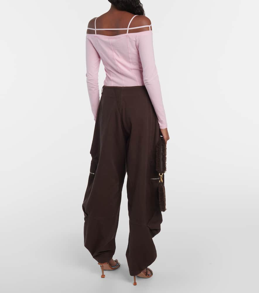 Shop Jacquemus Le Cargo Croissant Cotton Cargo Pants In Brown