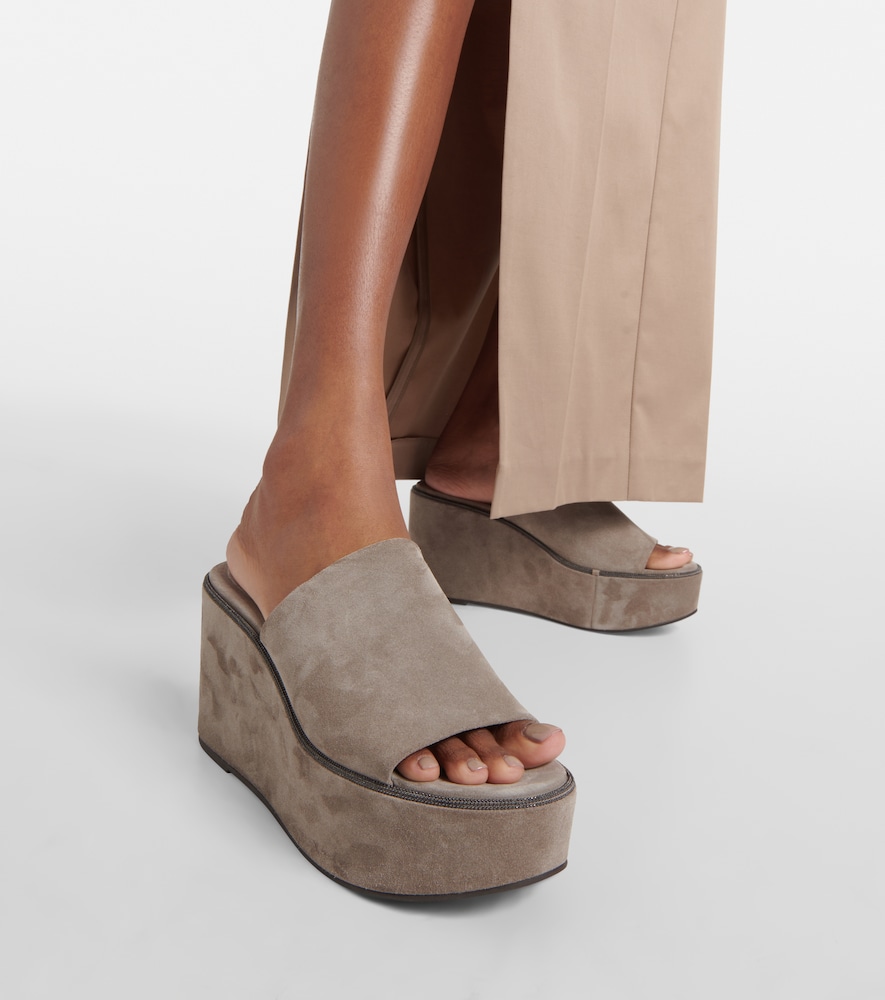 Suede Platform Slides