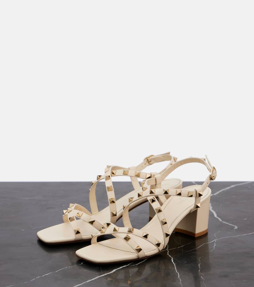 Valentino Garavani Rockstud Calfskin Sandal With Straps 60mm Woman Light Ivory 41.5