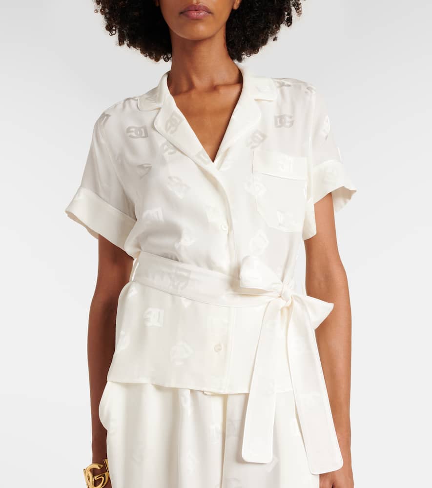 Dolce & Gabbana Dg Silk Pajama Shirt In White