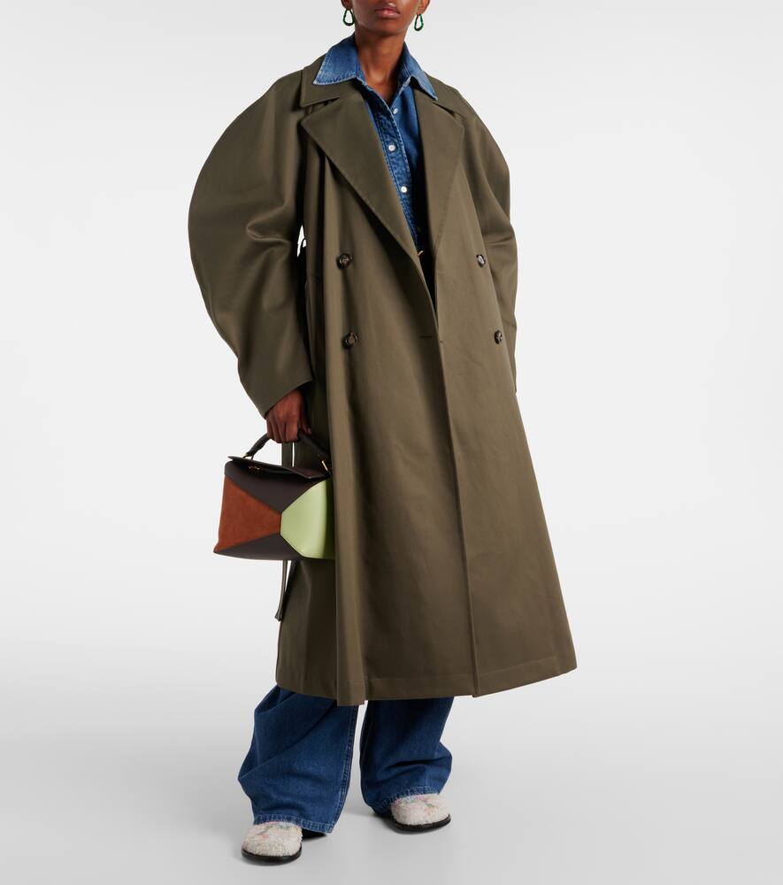 Shop Loewe Belted Cotton Drill Trench Coat In Green