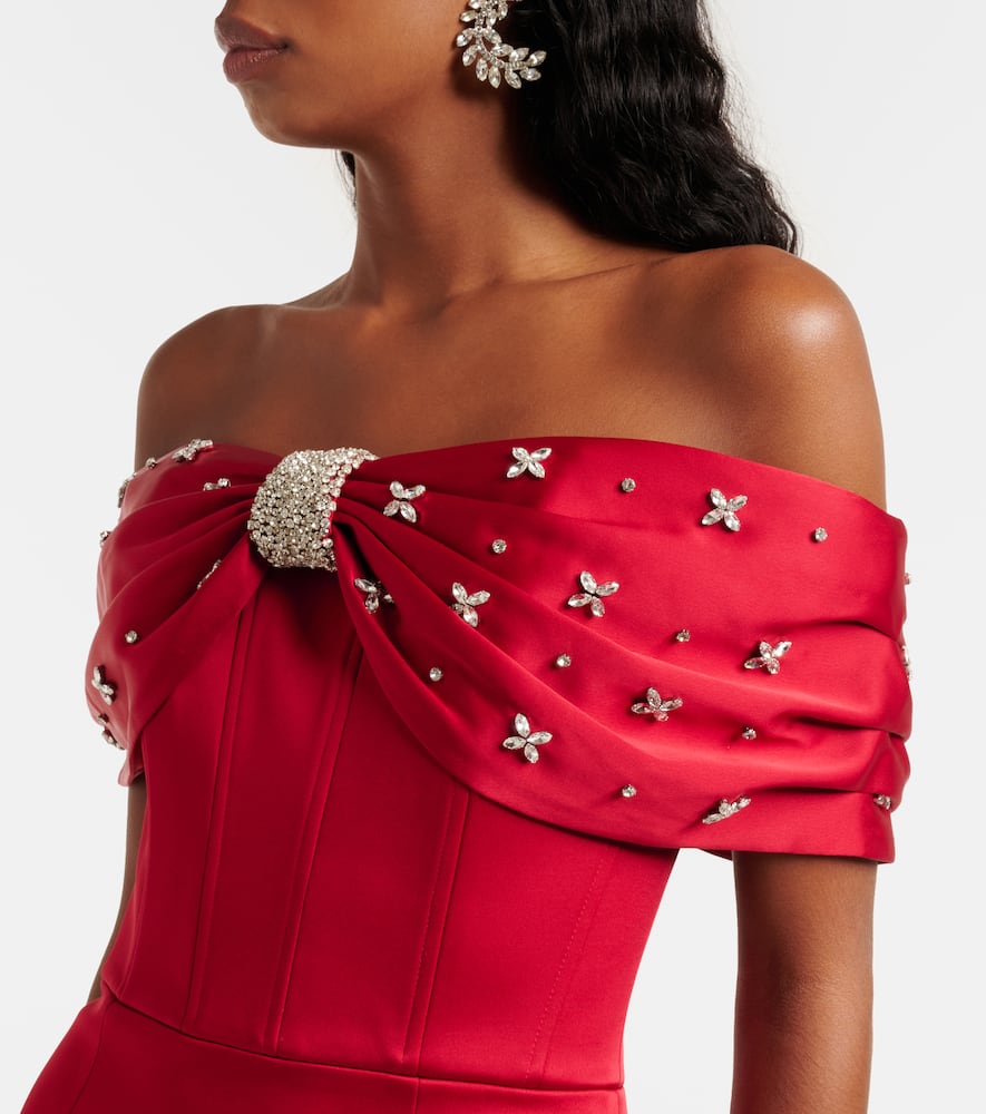 Rebecca Vallance Satin Embellished Carmella Mini Dress In