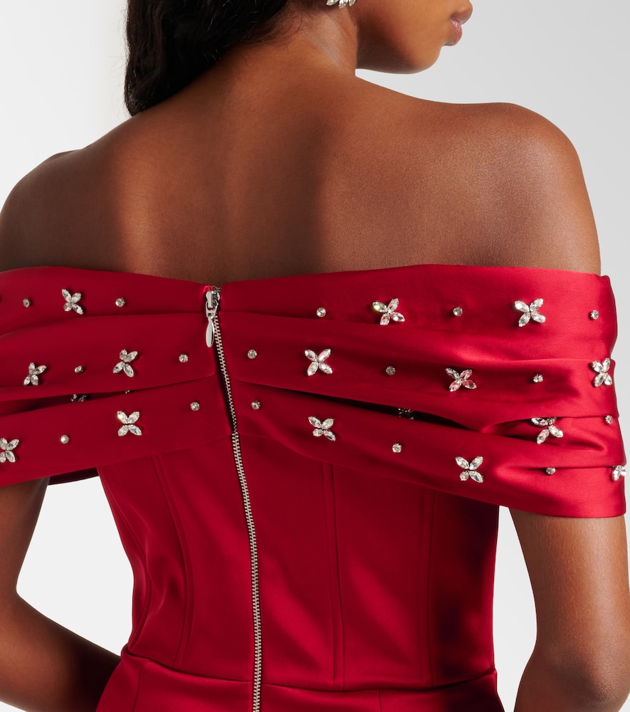 carmella red dress Rebecca Vallance Satin Embellished Carmella Mini Dress In Red