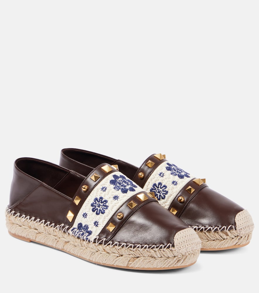 County Rockstud leather espadrilles