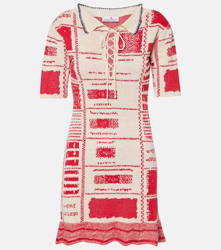 Vivienne Westwood Checked Dress Hemp Cotton Blend Beige-red L Women In Red