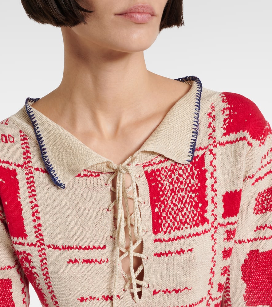 Vivienne Westwood Checked Dress Hemp Cotton Blend Beige-red L Women In Red