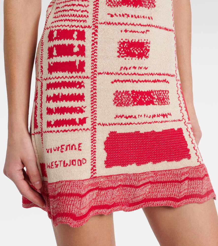 Vivienne Westwood Checked Dress Hemp Cotton Blend Beige-red L Women In Red