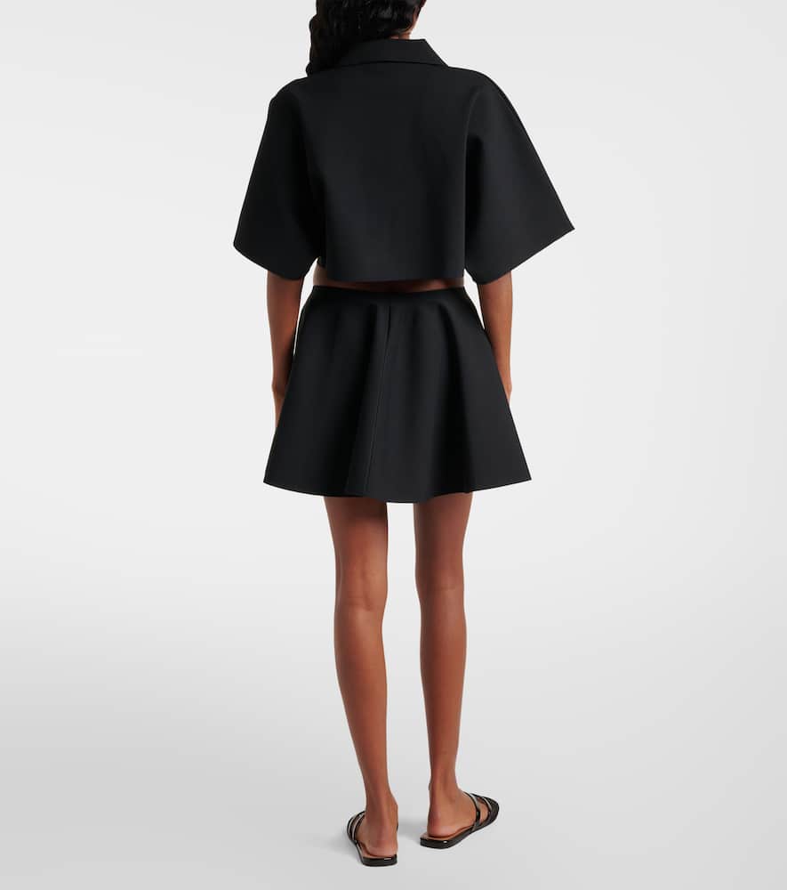 Shop Alaïa Cropped Polo Shirt In Black