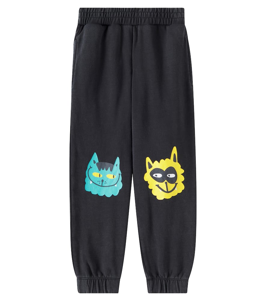 Stella Mccartney Printed Cotton Jersey Sweatpants In Black