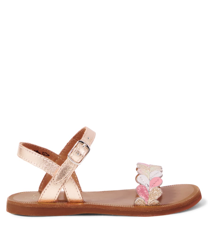 Pom D'api Plagette Ferns Metallic Leather Sandals In Multicoloured