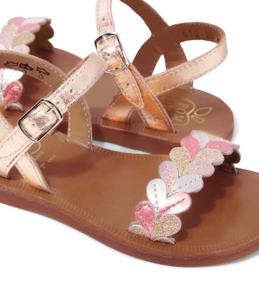 Pom D'api Plagette Ferns Metallic Leather Sandals In Multicoloured