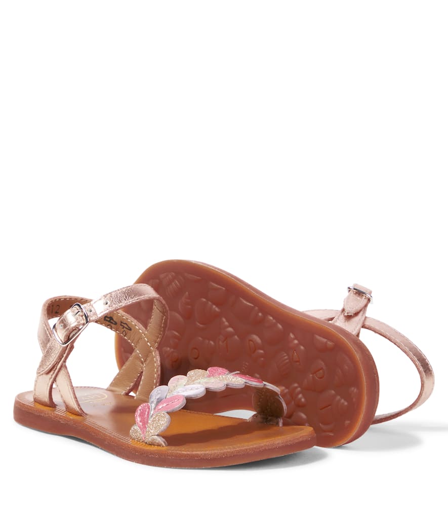 Pom D'api Plagette Ferns Metallic Leather Sandals In Multicoloured
