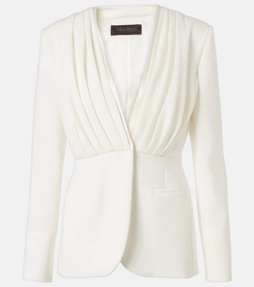 Max Mara Gradi Draped Crêpe Jacket In White