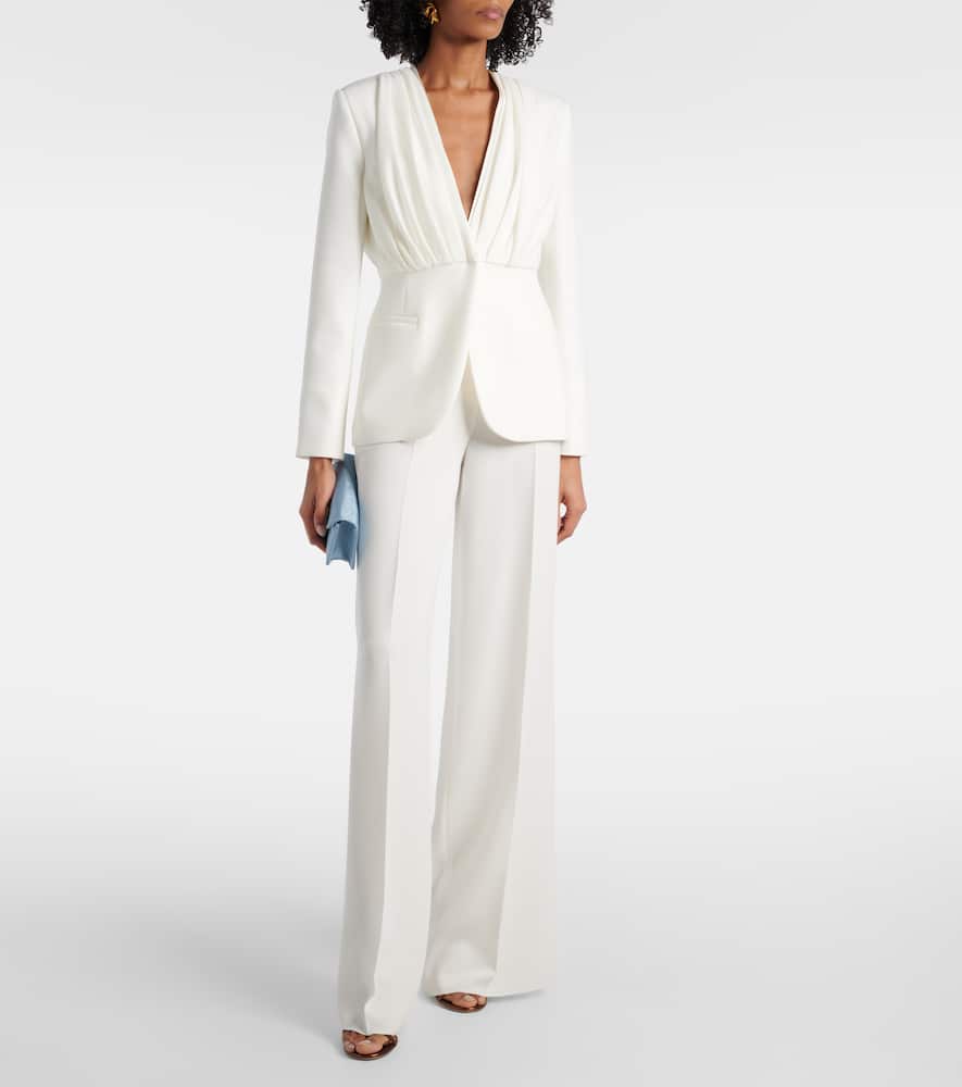 Max Mara Gradi Draped Crêpe Jacket In White