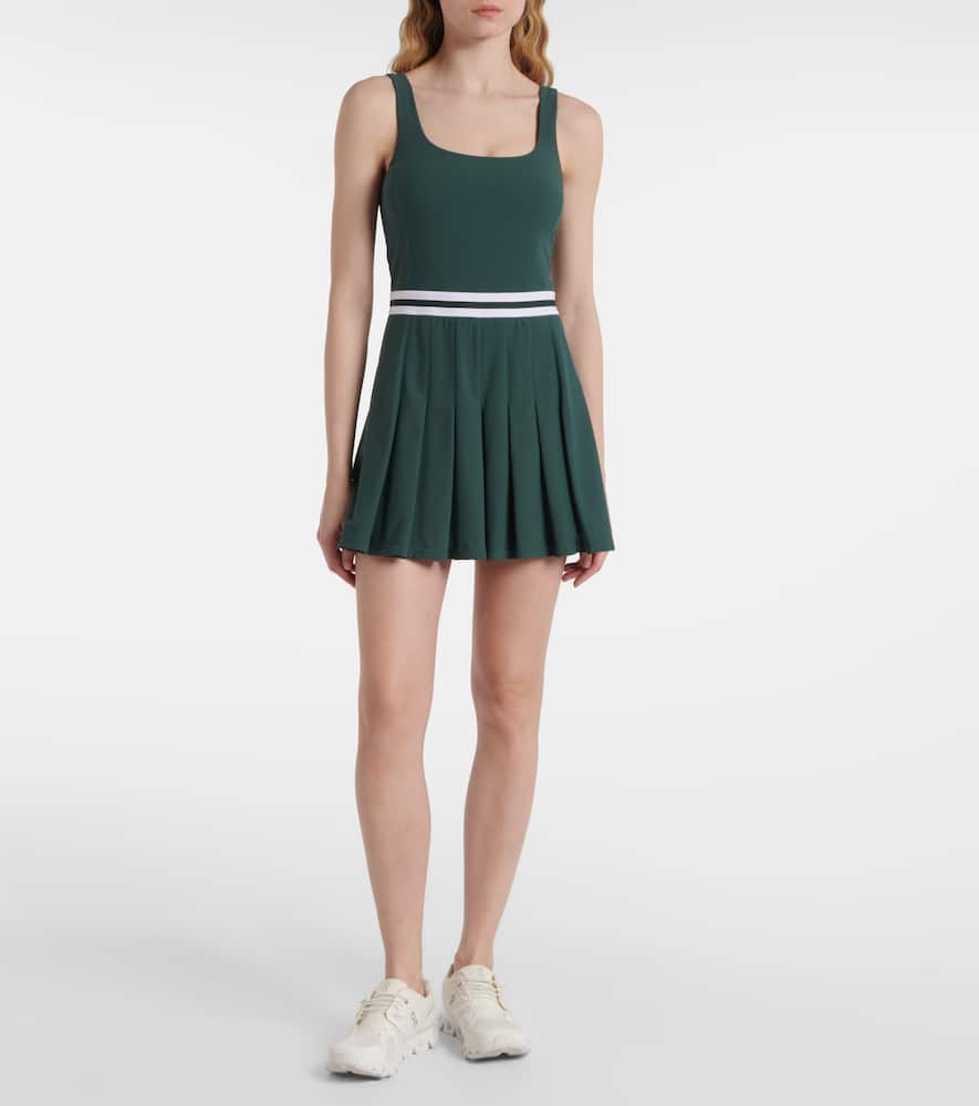 The Upside Peached Lucette Pleated Mini Dress In Green