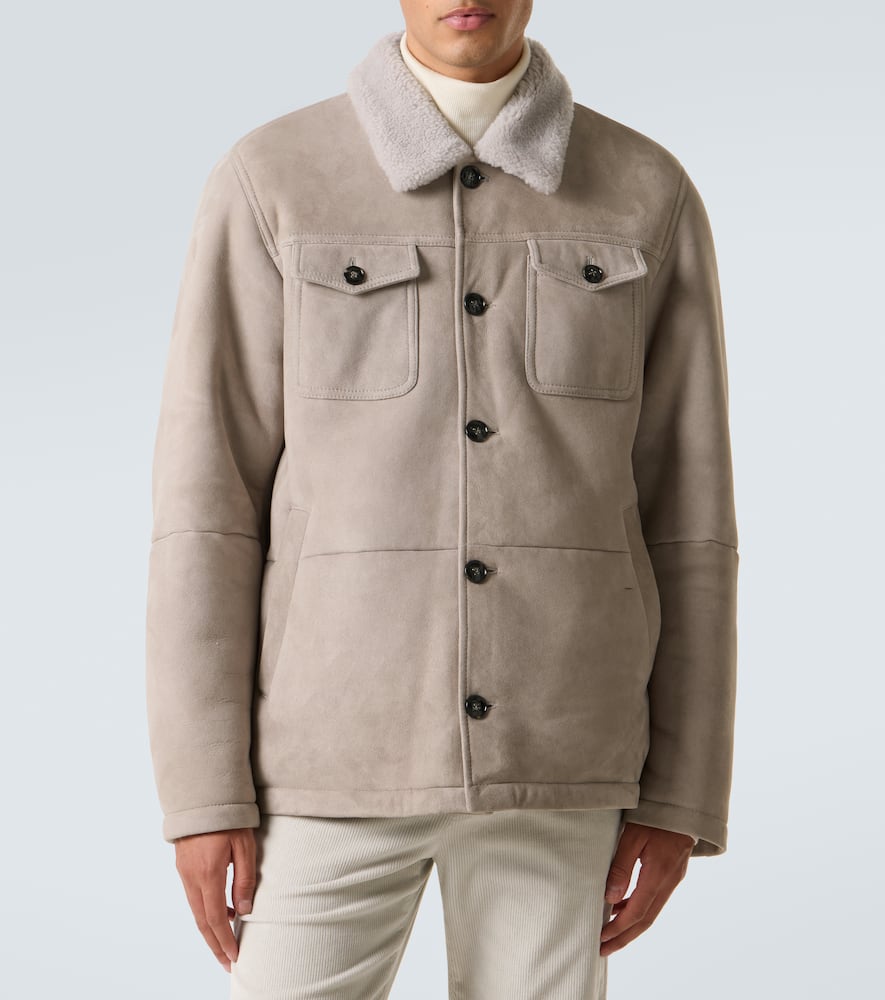 Kiton Suede Field Jacket In Neutral