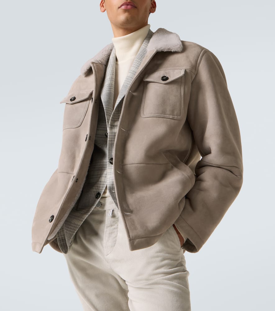 Kiton Suede Field Jacket In Neutral