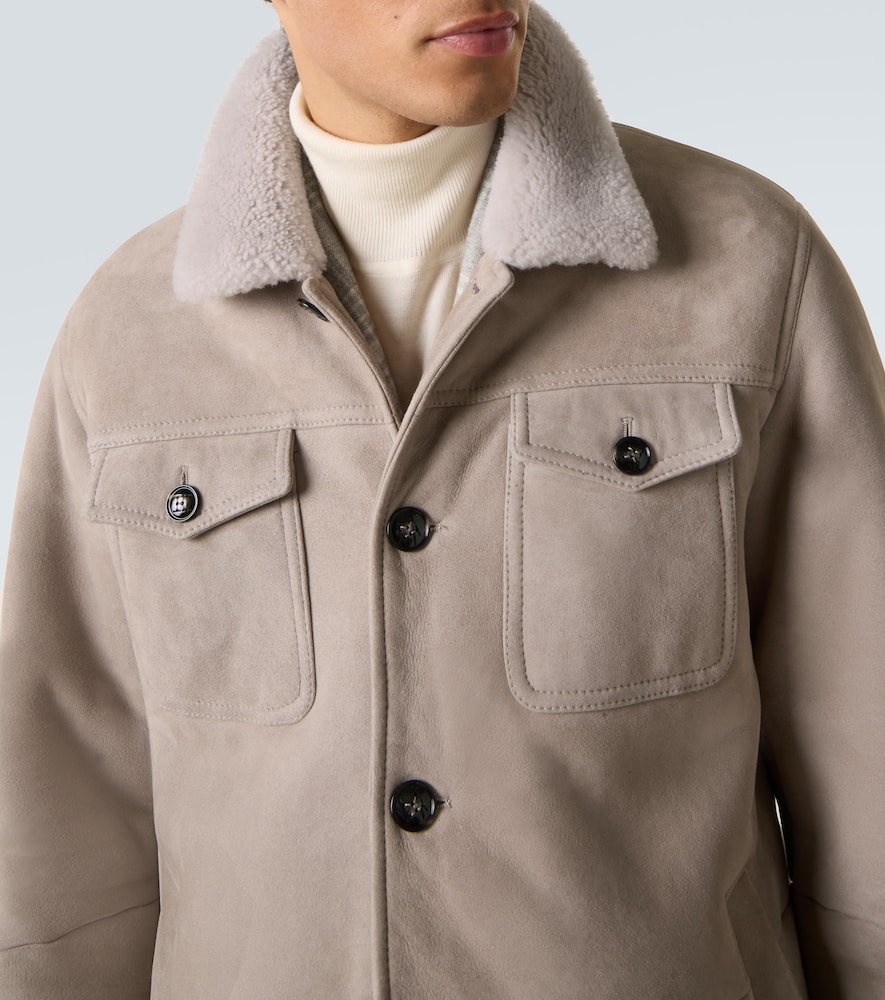 Kiton Suede Field Jacket In Neutral