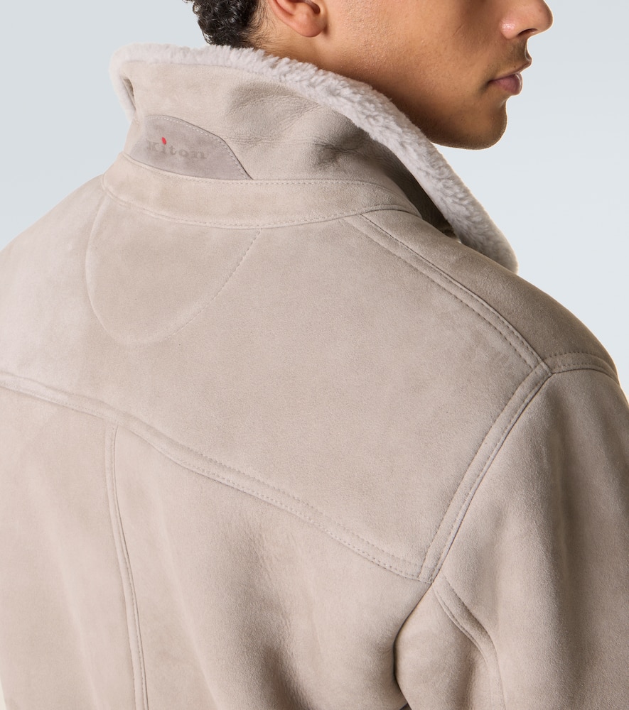 Kiton Suede Field Jacket In Neutral