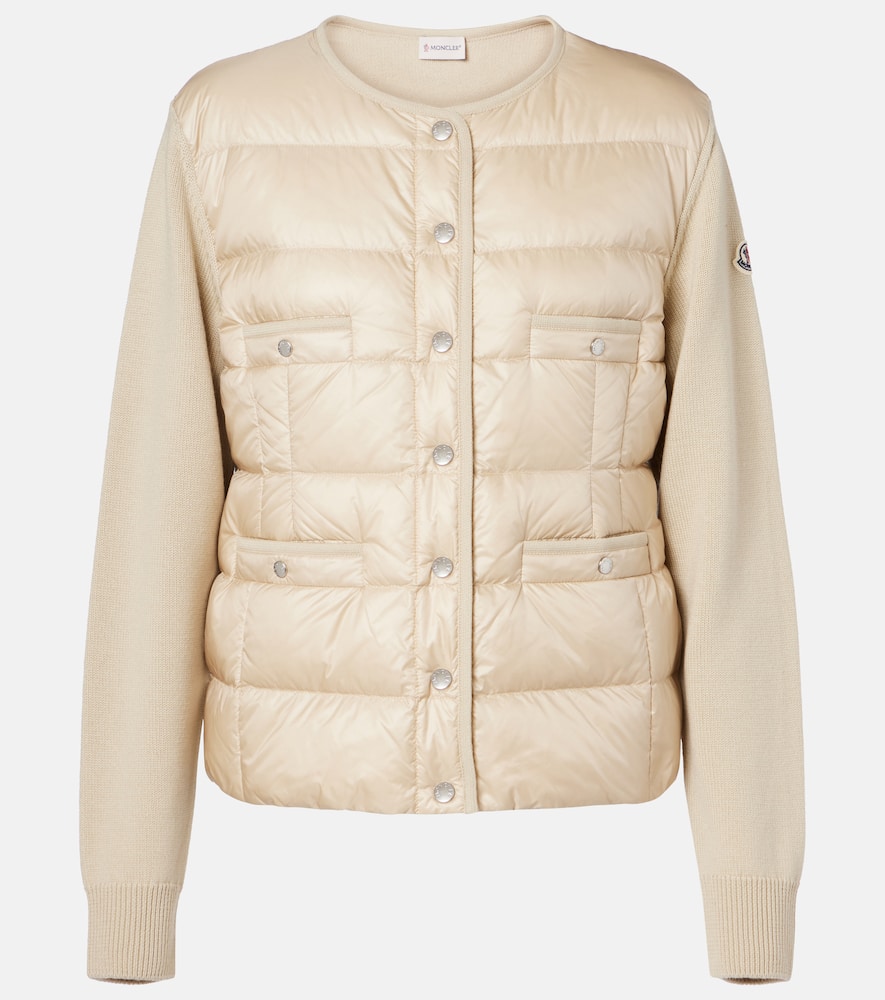Down-paneled virgin wool cardigan
