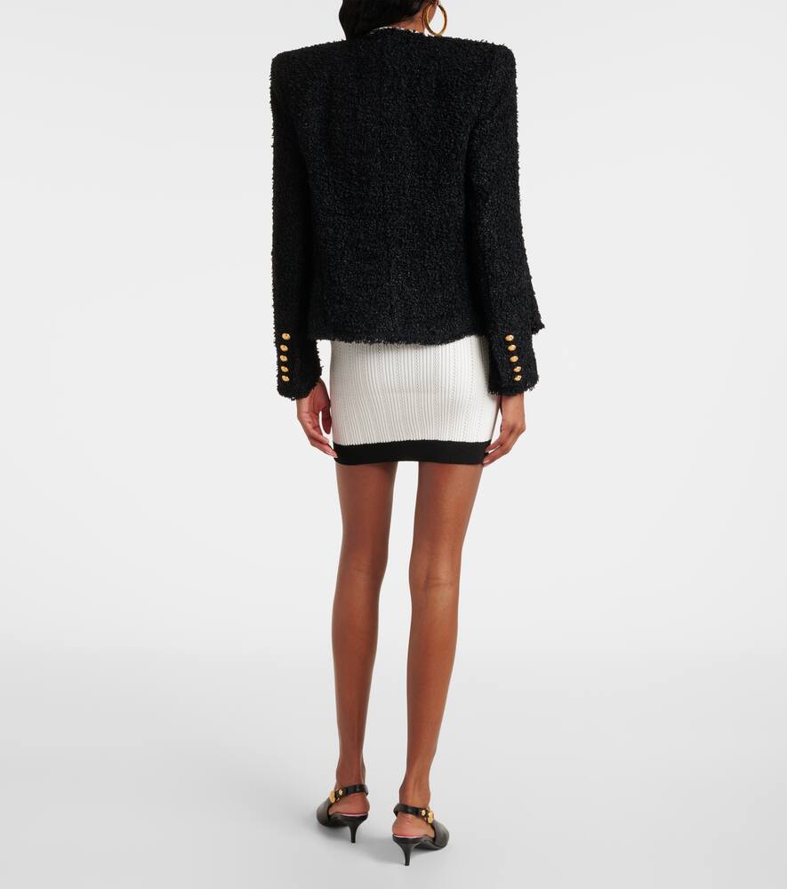 Balmain Tweed Jacket With Frayed Edges And Gold-tone Buttons