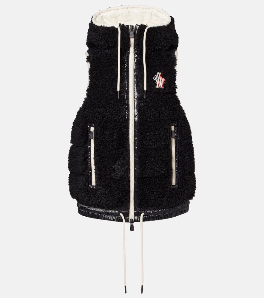 Moncler Padded Gilet With A Wool-effect Texture In Black