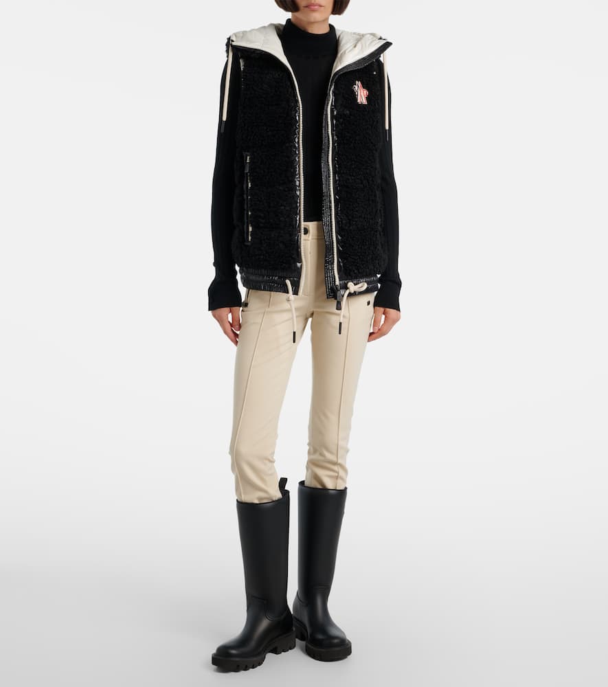 Moncler Padded Gilet With A Wool-effect Texture In Black