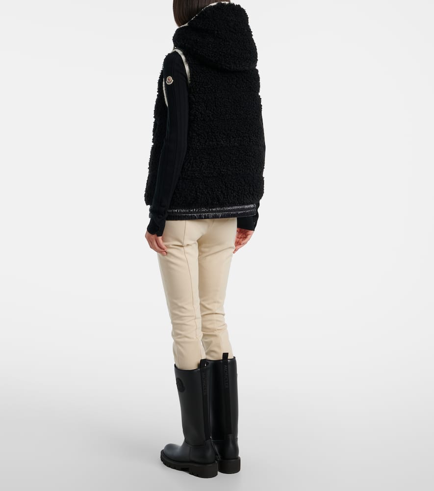 Moncler Padded Gilet With A Wool-effect Texture In Black