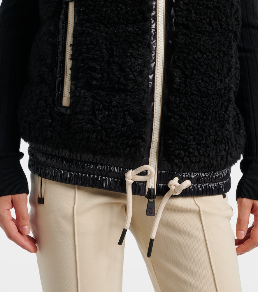 Moncler Padded Gilet With A Wool-effect Texture In Black