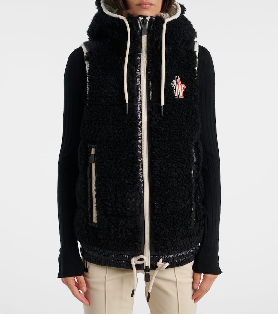 Moncler Padded Gilet With A Wool-effect Texture In Black