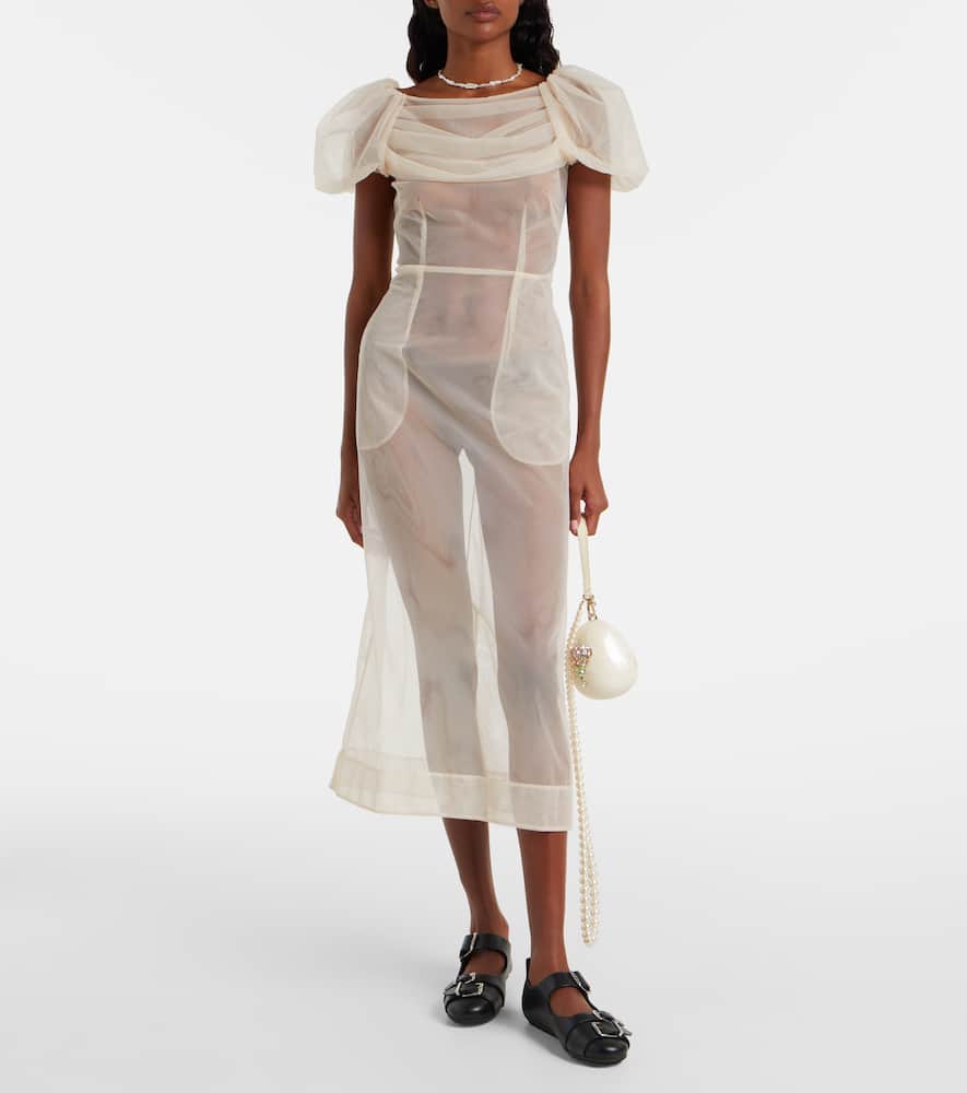 Simone Rocha Tulle Midi Dress In Orange