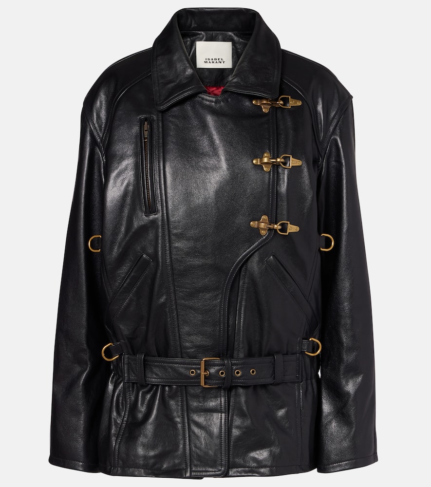 Caitlyn belted leather jacket