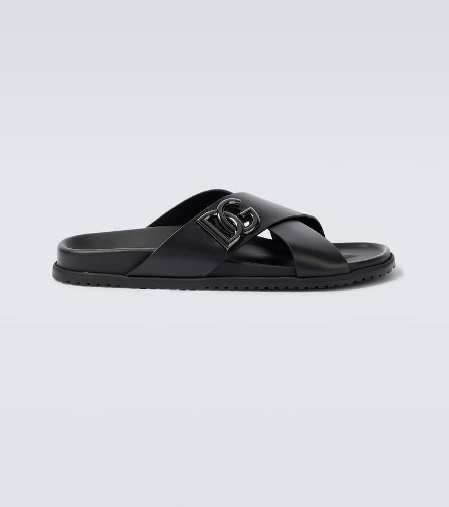 Leather slides
