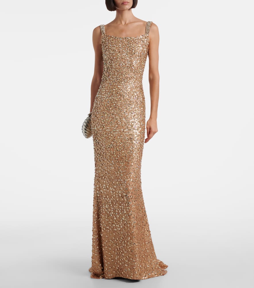 Jenny Packham Lotus Embellished Gown In Neutral