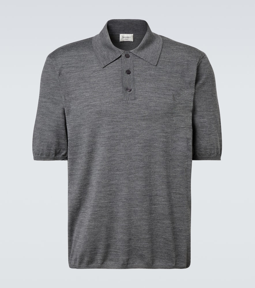 Saint Laurent Polohemd Cassandre Aus Wolle In Gray