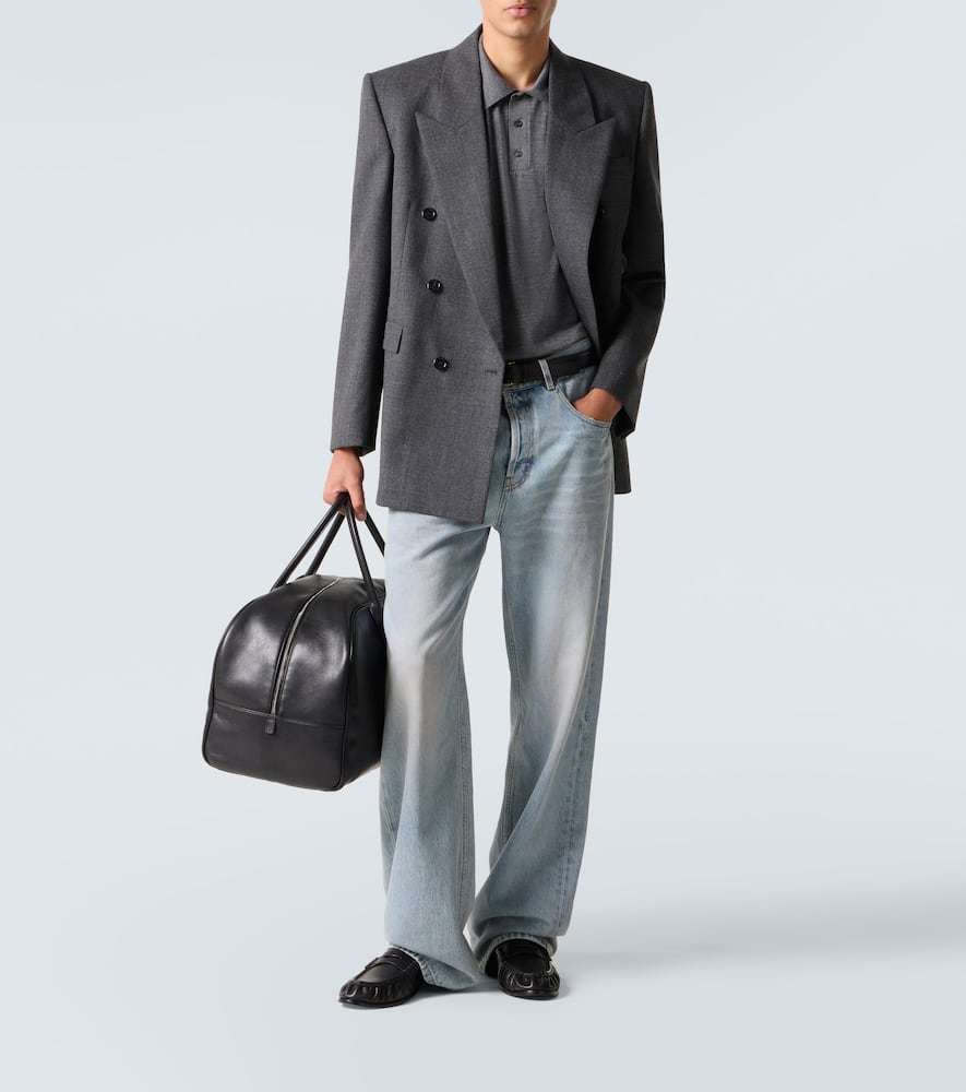 Saint Laurent Polohemd Cassandre Aus Wolle In Gray