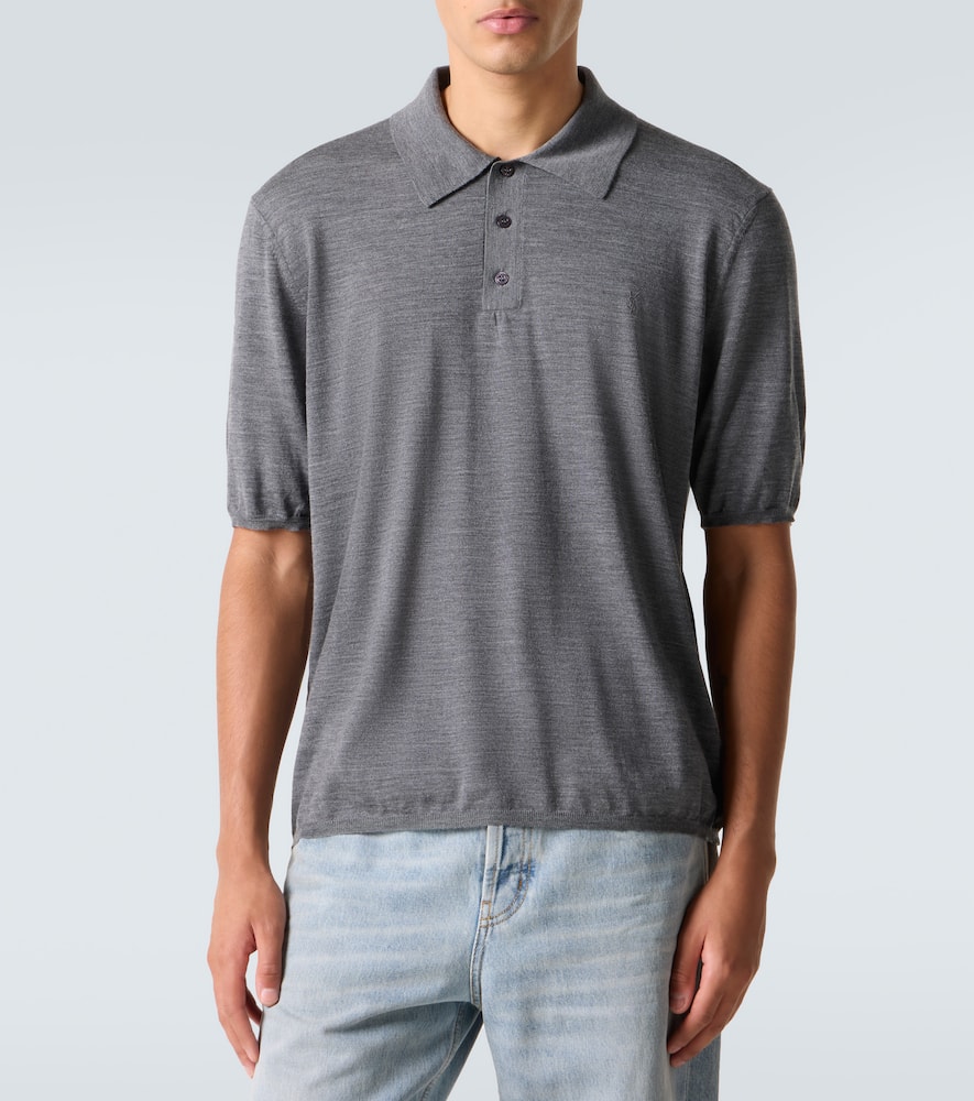 Saint Laurent Polohemd Cassandre Aus Wolle In Gray