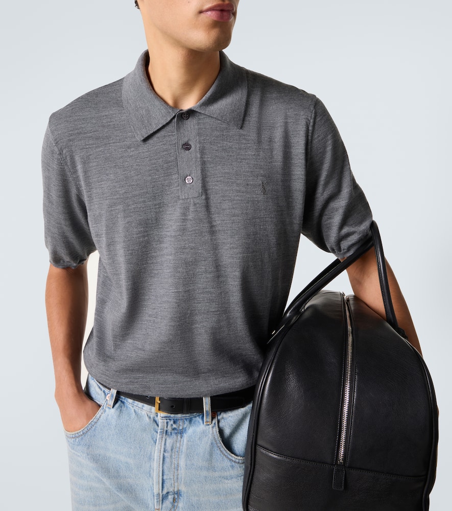 Saint Laurent Polohemd Cassandre Aus Wolle In Gray