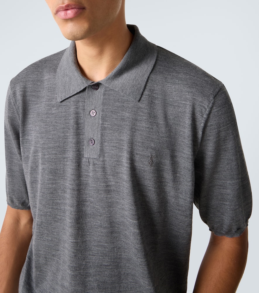 Saint Laurent Polohemd Cassandre Aus Wolle In Gray