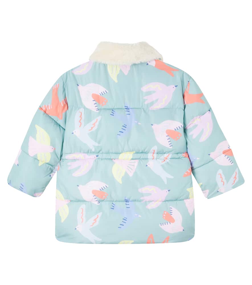 Stella Mccartney Printed Faux Shearling-trimmed Jacket In Blue