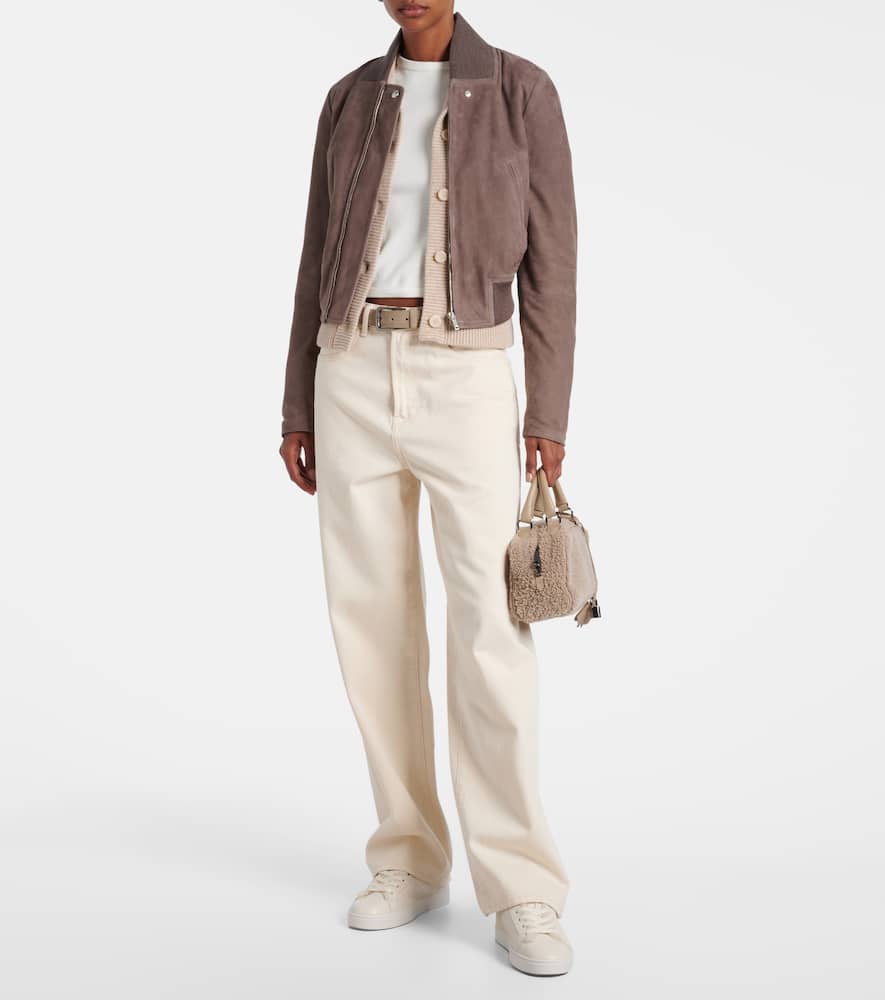 Tod's Bomber Jacket In Pashmy Suede In Brown