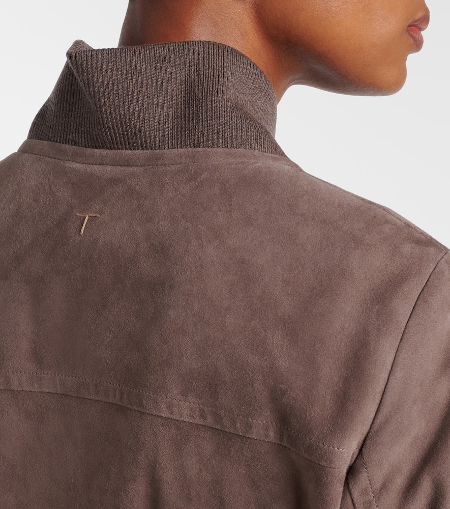 Tod's Bomber Jacket In Pashmy Suede In Brown
